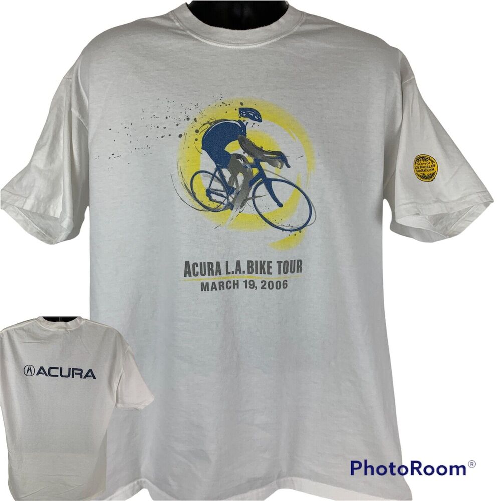 Vintage Y2Ks Acura LA Bike Tour T Shirt Los Angeles Marathon White XL X-Large